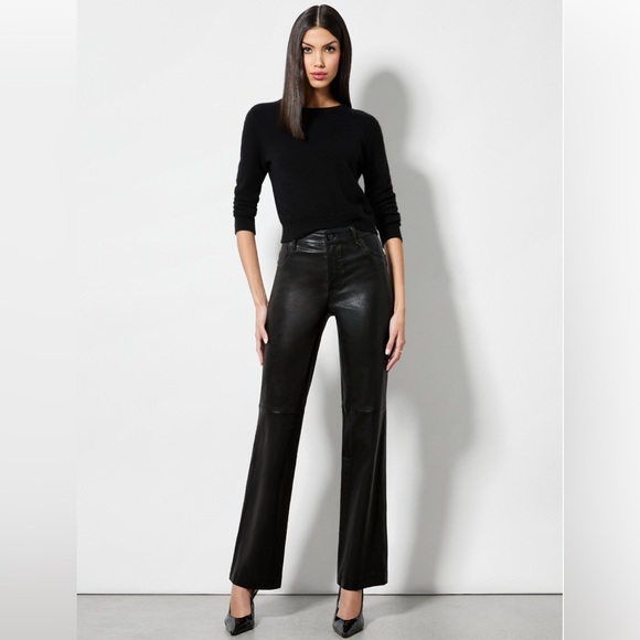 Mango Pants - MNG Mango Genuine Leather Buttery Soft Bootcut Pants Lined In Black Size US 6